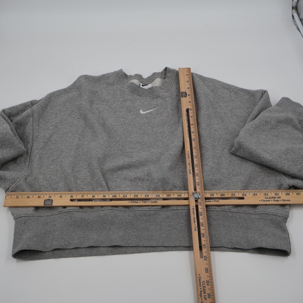 Nike Phoenix Fleece Sweatshirt Womens Medium Grey Cropped Oversized DJ7665-063 - Picture 4 of 10